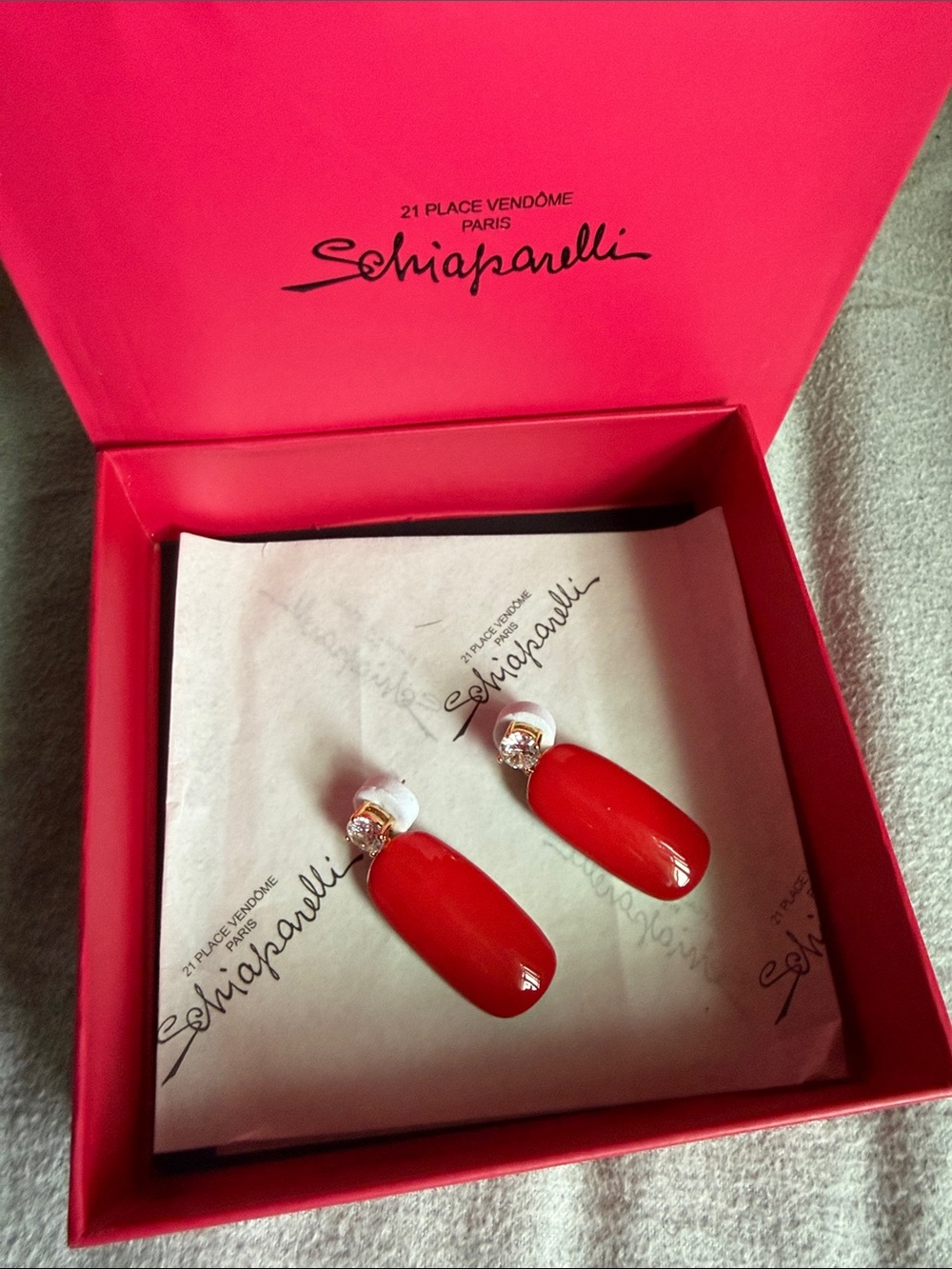 Schiaparelli Red Statement Drop Earrings
